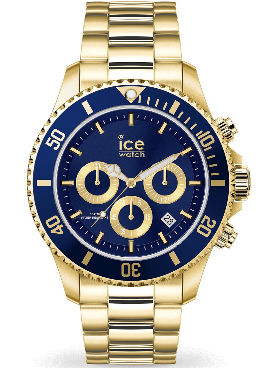 Ice Steel Gold Blue Chrono 017674 - Quartz - Guld - Herrklocka - Rostfri stål - Härdat mineralglas
