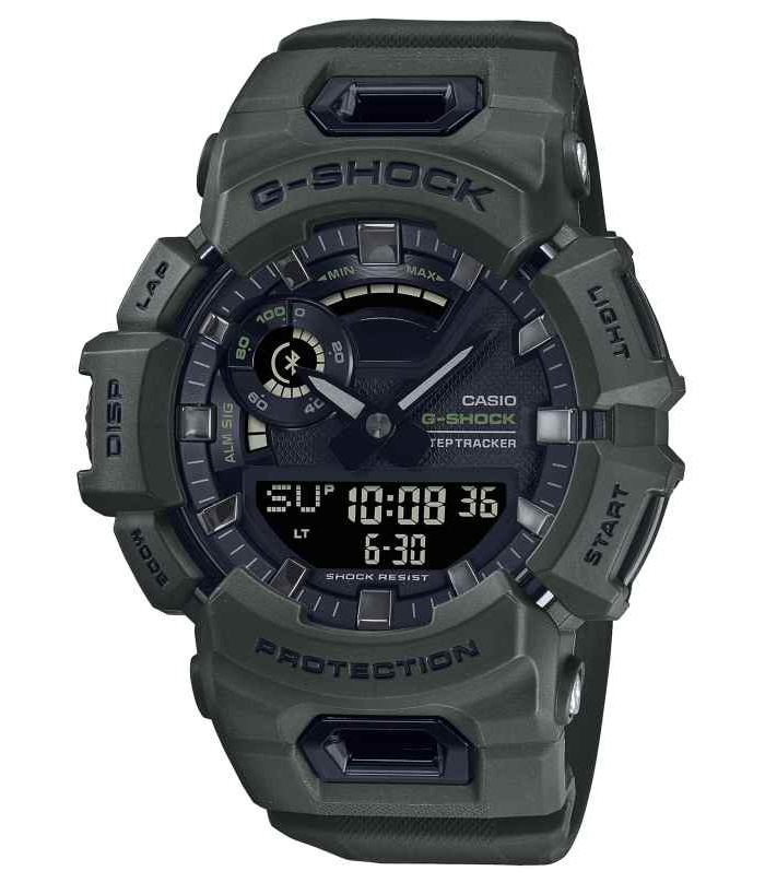 Casio | Träningssmartwatch med stegräknare och Bluetooth i grön urban stil | GBA-900UU-3AER - Analog-digital-mix - Grön - Herrklocka - Harts - Härdat.