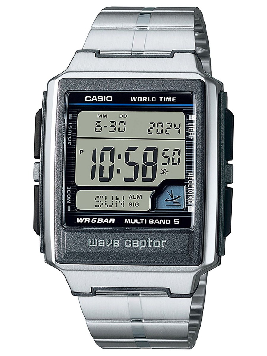 Casio | Radiostyrd digital klocka i rostfritt stål med världstid | WV-59RD-1AEF - Digitalt - Silver - Unisex - Rostfri stål - Akryl