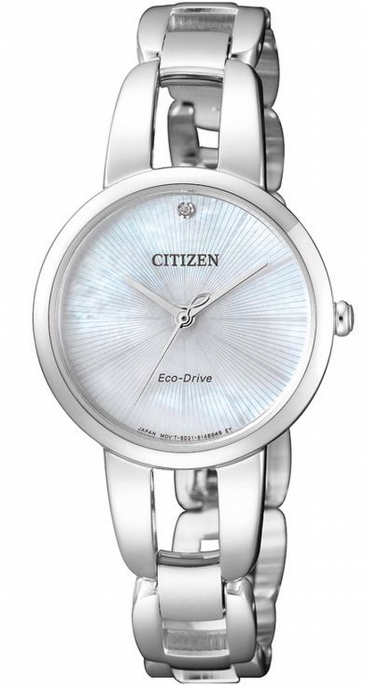 Citizen L Collection damklocka med pärlemor urtavla och diamantindex | EM0430-85N - Quartz - Silver - Damklocka - Rostfri stål - Safir