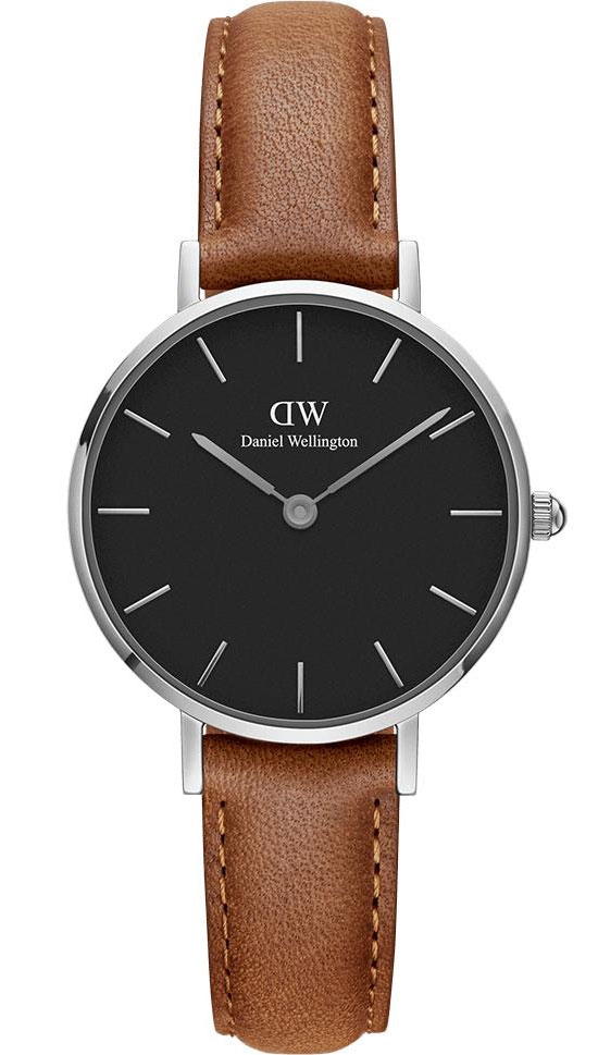 Daniel Wellington Outlet | Daniel Wellington Classic Petite 28mm Durham Black Silver DW00100234 - Quartz - Silver - Damklocka - Läder - Härdat 