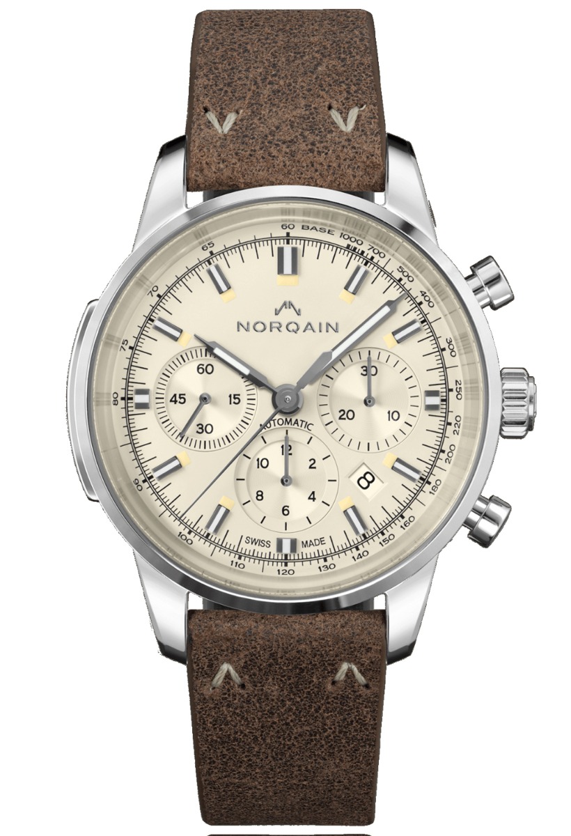 Norqain Freedom 60 Chrono N2200S22C/C221/20EO.18S - Automatisk - Silver - Herrklocka - Läder - Safir