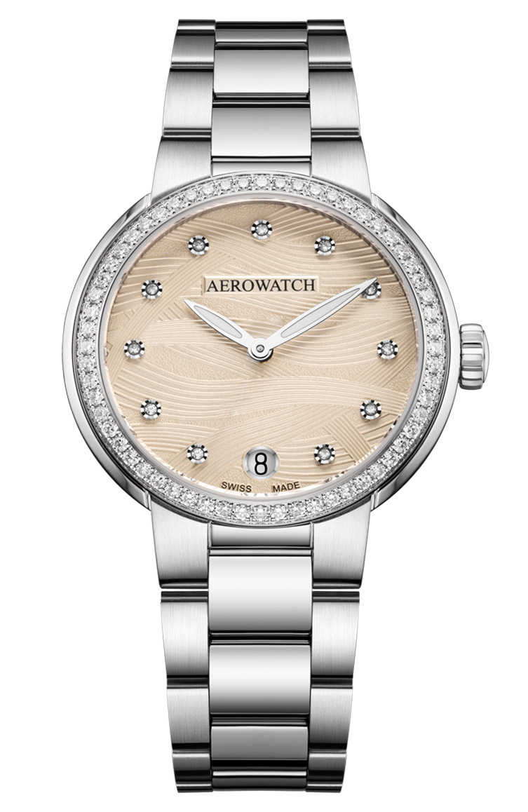 Aerowatch Harmonie Lady Quartz A 42107 AA02 DIA M - Quartz - Silver - Damklocka - Rostfri stål - Safir