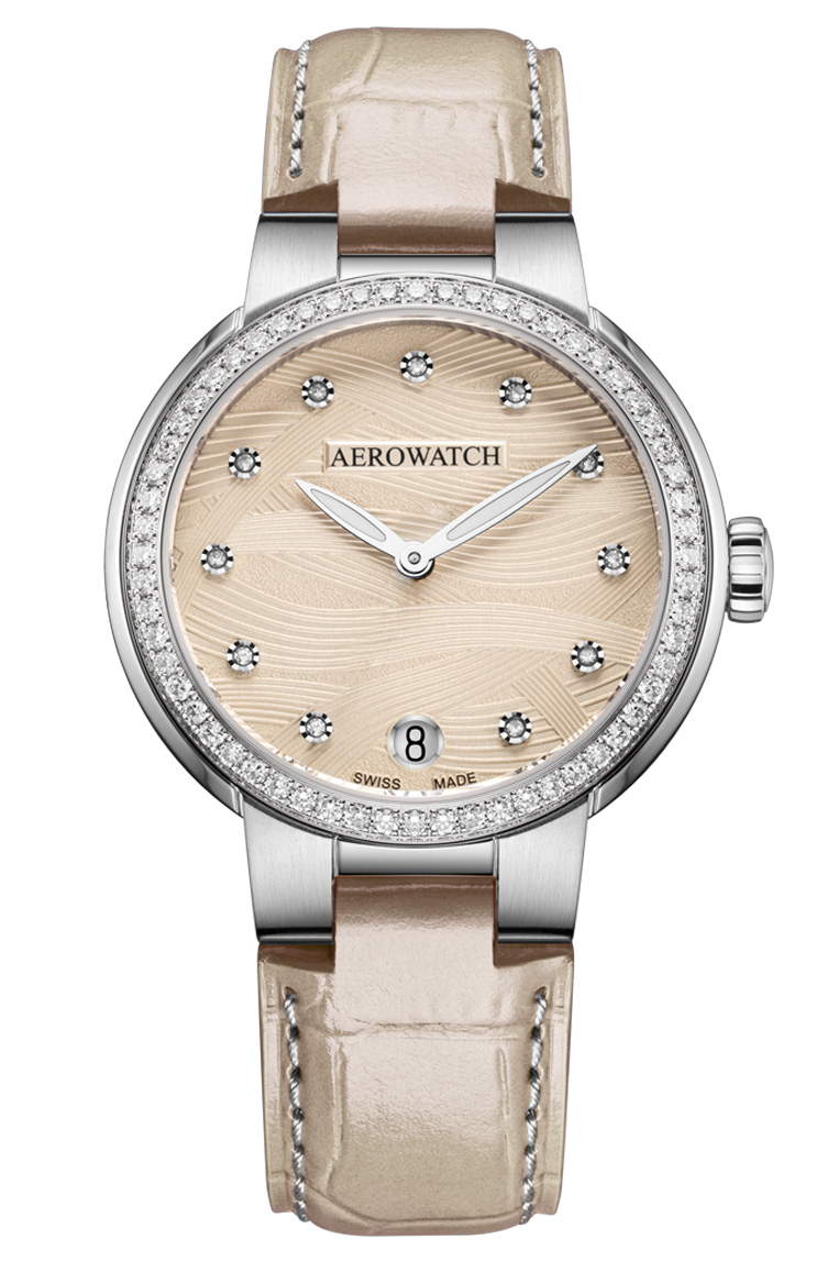 Aerowatch Harmonie Lady Quartz A 42107 AA02 DIA - Quartz - Silver - Damklocka - Läder - Safir
