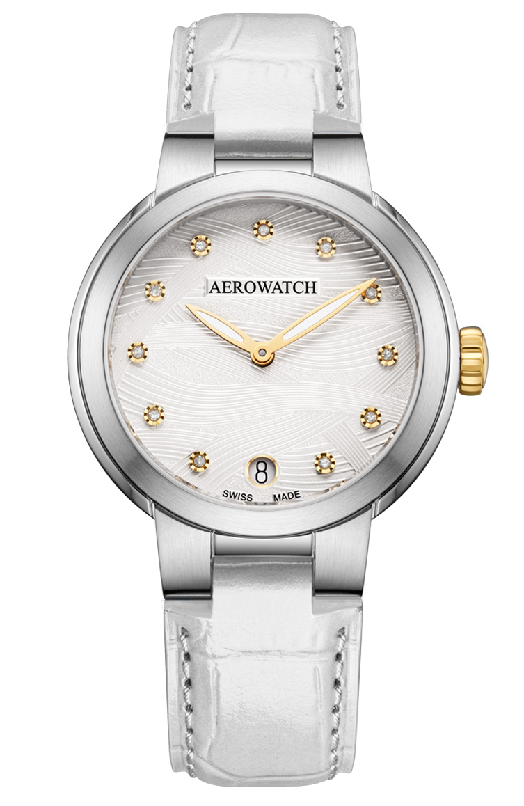 Aerowatch Harmonie Lady Quartz A 42107 BI03 - Quartz - Silver - Damklocka - Läder - Safir