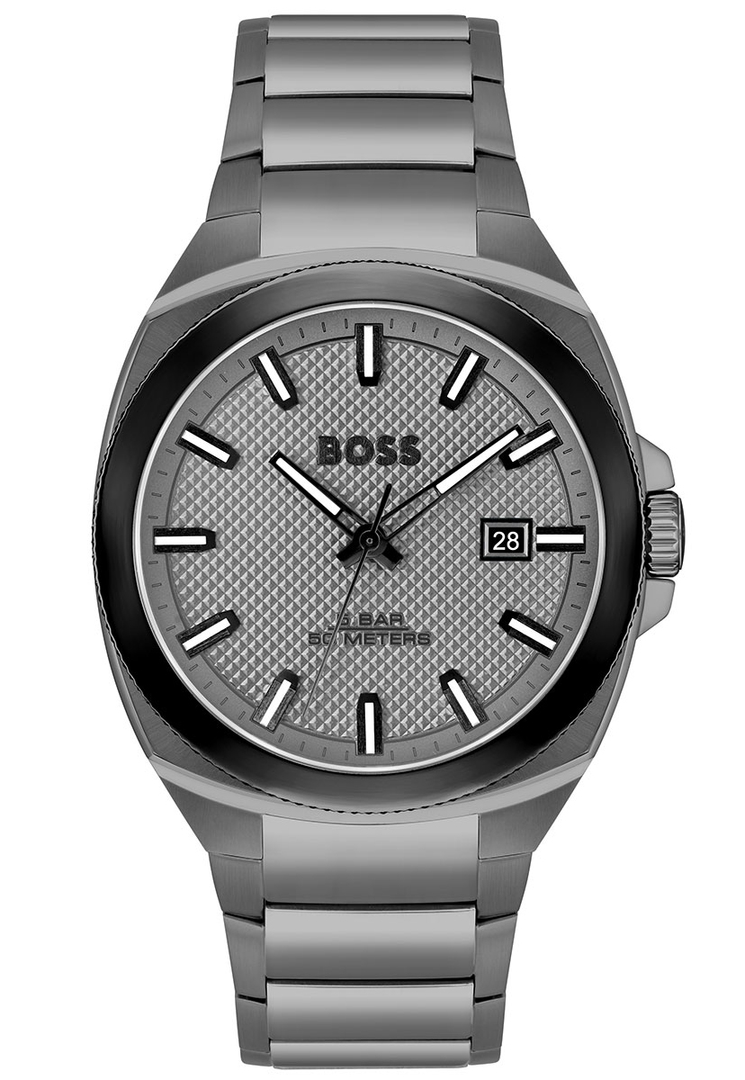 BOSS Walker 1514137 - Quartz - Grå - Herrklocka - Rostfri stål - Härdat mineralglas