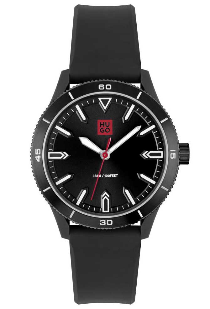 HUGO #Catch Casual 1520035 - Quartz - Svart - Herrklocka - Silikon - Härdat mineralglas
