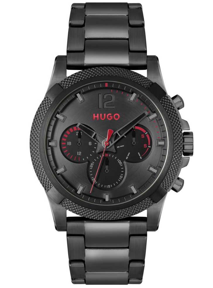 HUGO #Impress For Him Casual 1530296 - Quartz - Svart - Herrklocka - Rostfri stål - Härdat mineralglas