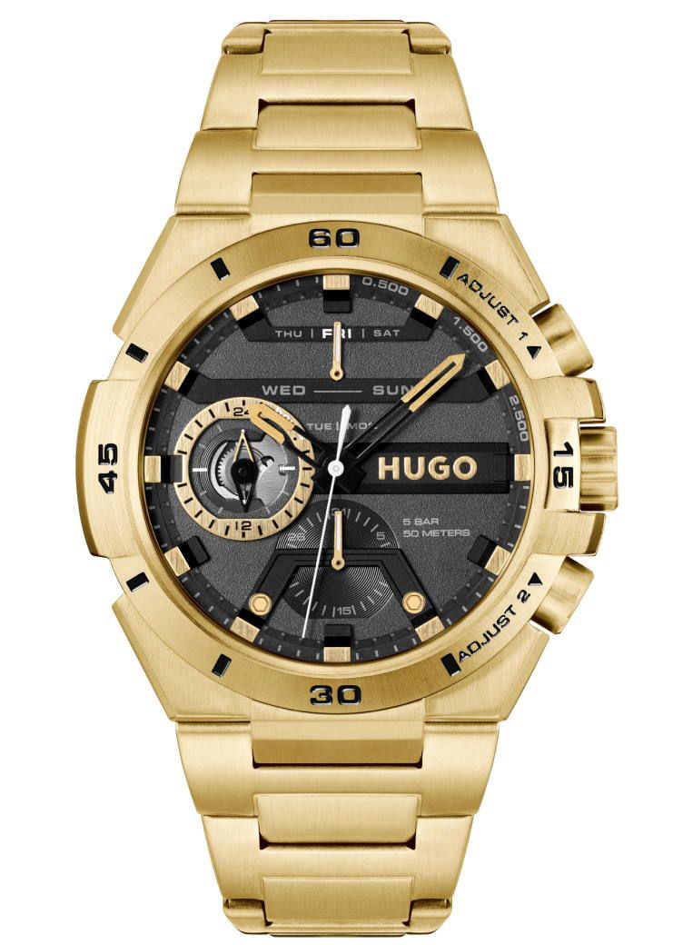 HUGO #Wild 1530338 - Quartz - Guld - Herrklocka - Rostfri stål - Härdat mineralglas