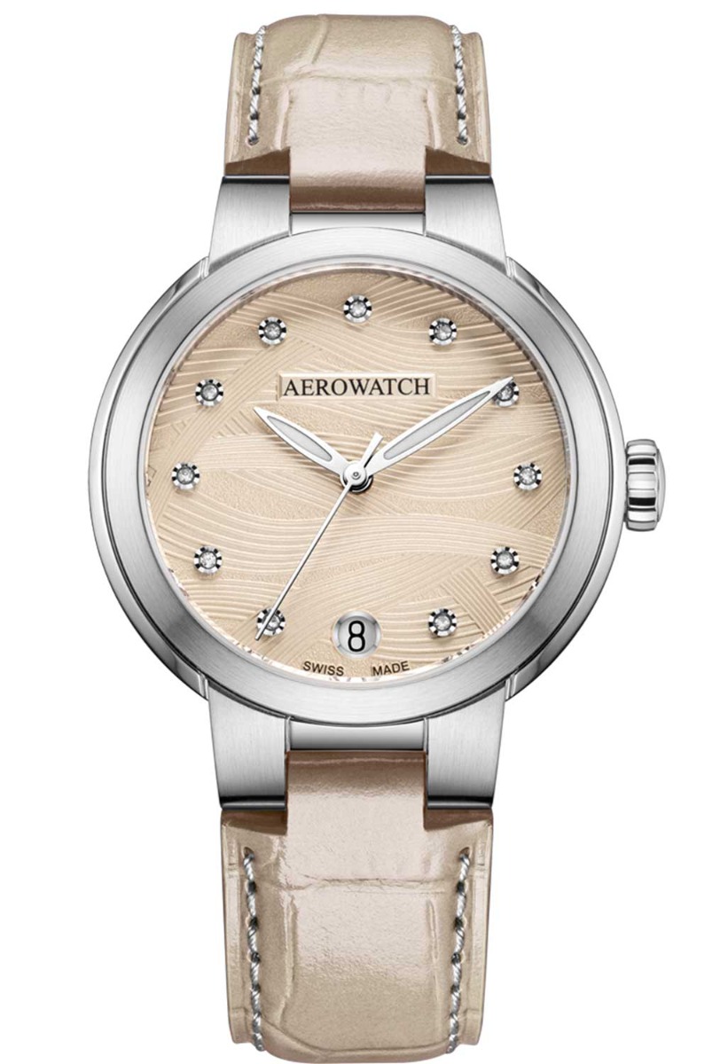 Aerowatch Harmonie Lady Automatic A 60106 AA02 - Automatisk - Silver - Damklocka - Läder - Safir