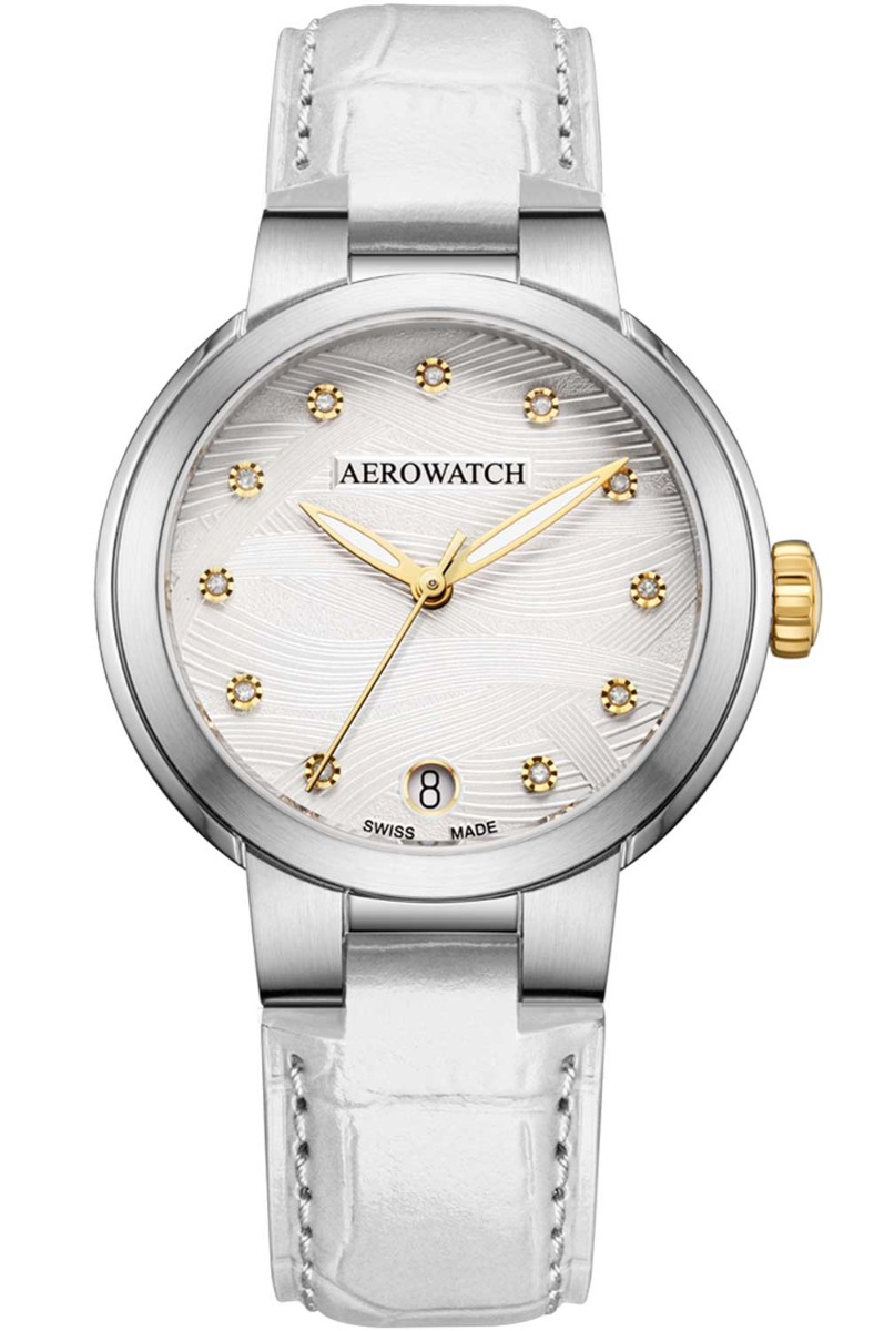 Aerowatch Harmonie Lady Automatic A 60106 BI03 - Automatisk - Silver - Damklocka - Läder - Safir