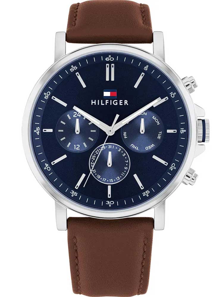 Tommy Hilfiger Tyson 1710585 - Quartz - Silver - Herrklocka - Läder - Härdat mineralglas