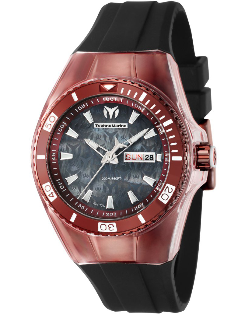 TechnoMarine | TechnoMarine Cruise Monogram Quartz TM-121220 - Quartz - Röd - Damklocka - Silikon - Safir