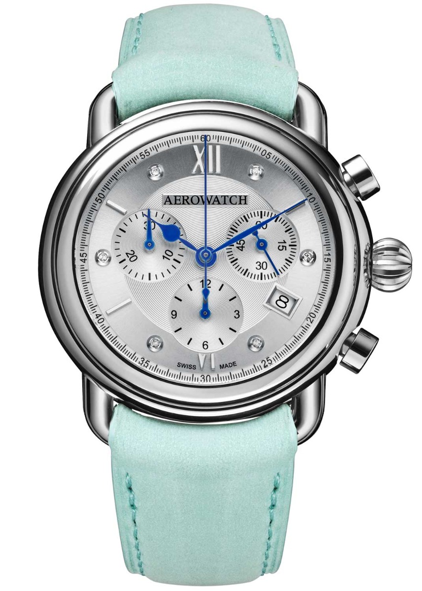 Aerowatch 1942 Chronograph Quartz A 83926 AA08 - Quartz - Silver - Damklocka - Läder - Safir