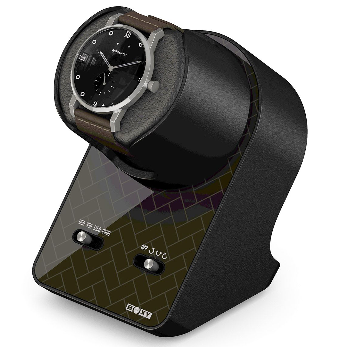Beco | Boxy BLDC Nightstand, Watch Winder for 1 watch, Skyline Shadow with Adapter 309134 - - - - -