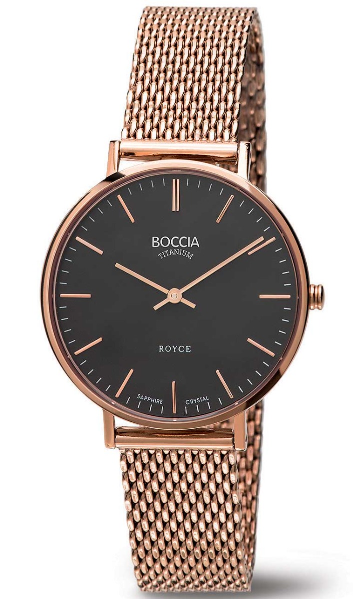 Boccia Titanium 3246-08 - Quartz - Rött guld - Damklocka - Mesh - Safir