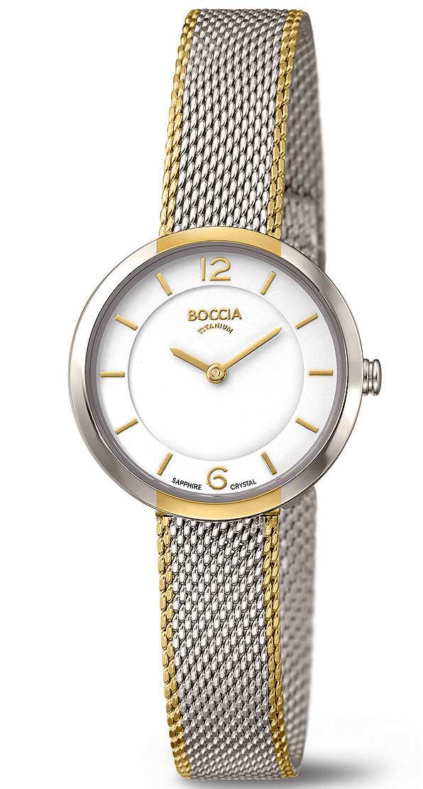 Boccia Titanium 3266-06 - Quartz - Silver - Damklocka - Mesh - Safir