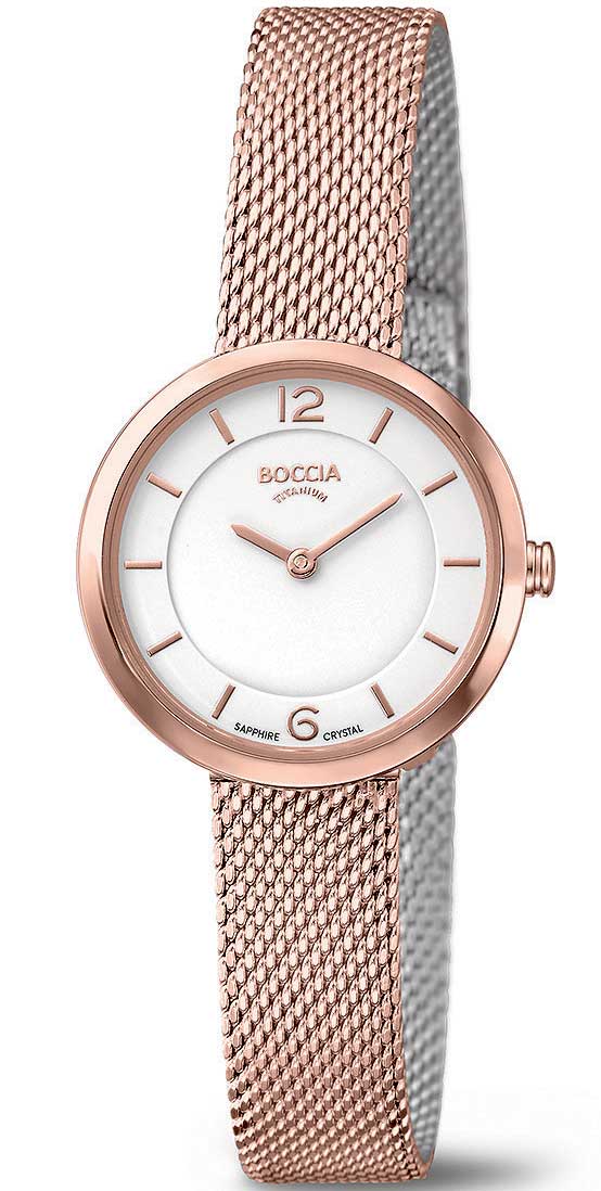 Boccia Titanium 3266-07 - Quartz - Rött guld - Damklocka - Mesh - Safir