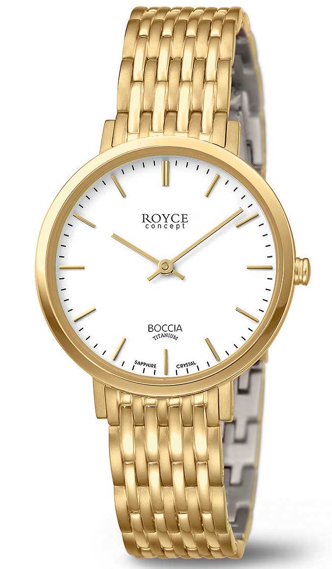 Boccia Titanium Royce Concept 3270-02 - Quartz - Guld - Damklocka - Titan - Safir