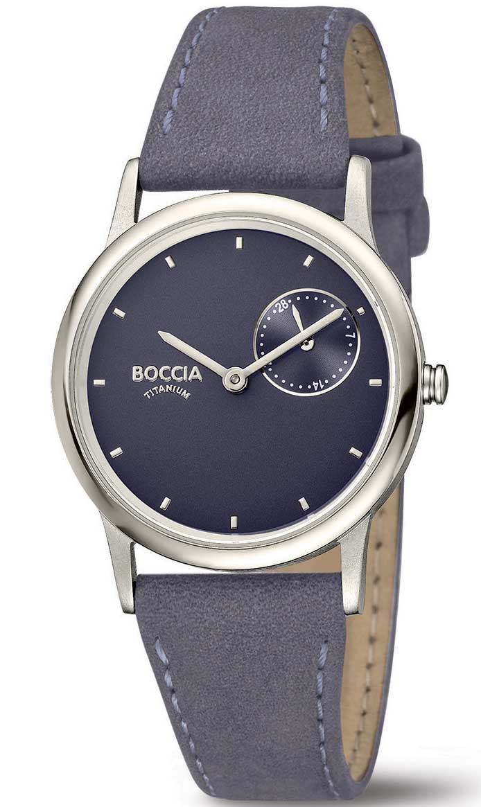Boccia Titanium 3274-01 - Quartz - Grå - Damklocka - Läder - Härdat mineralglas