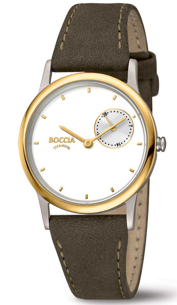 Boccia Titanium 3274-02 - Quartz - Silver - Damklocka - Läder - Härdat mineralglas