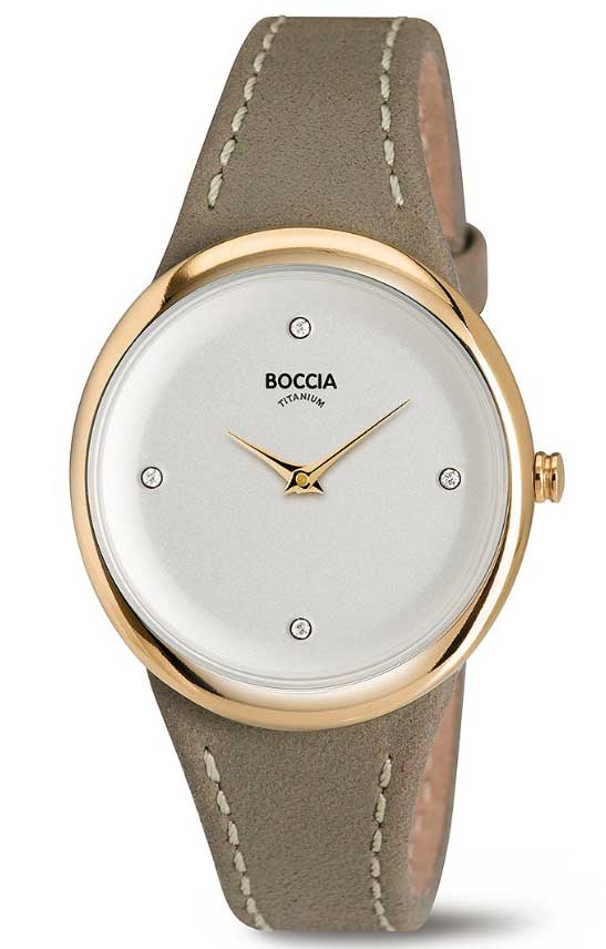 Boccia Titanium 3276-03 - Quartz - Guld - Damklocka - Läder - Härdat mineralglas