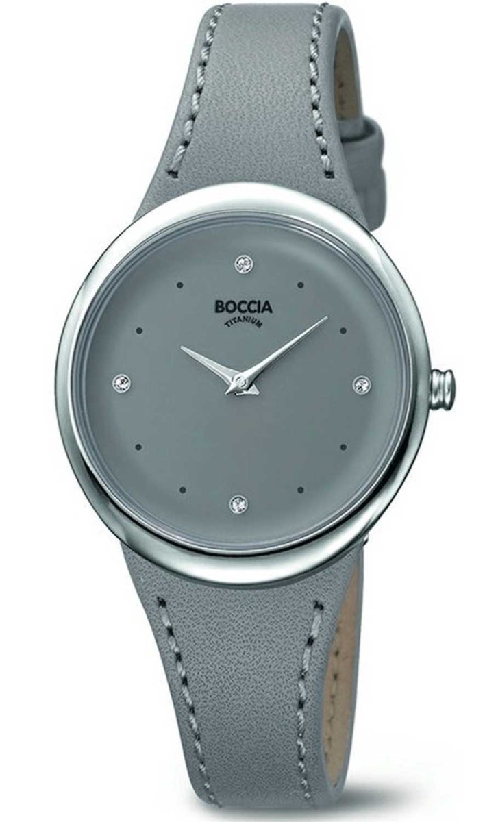Boccia Titanium 3276-07 - Quartz - Silver - Damklocka - Läder - Härdat mineralglas