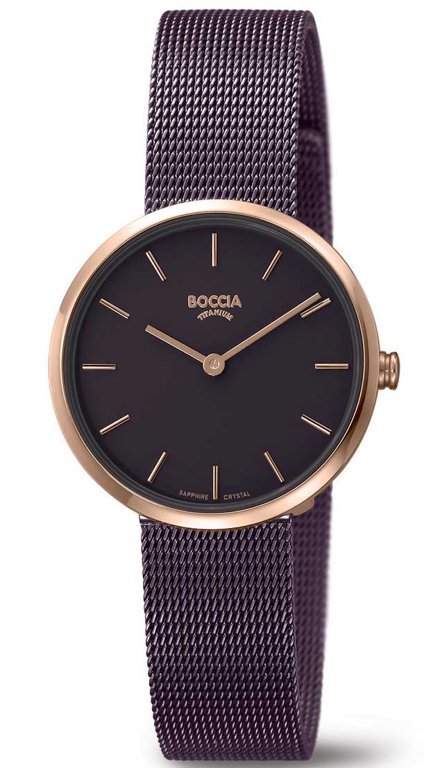 Boccia Titanium 3279-06 - Quartz - Blå - Damklocka - Mesh - Safir
