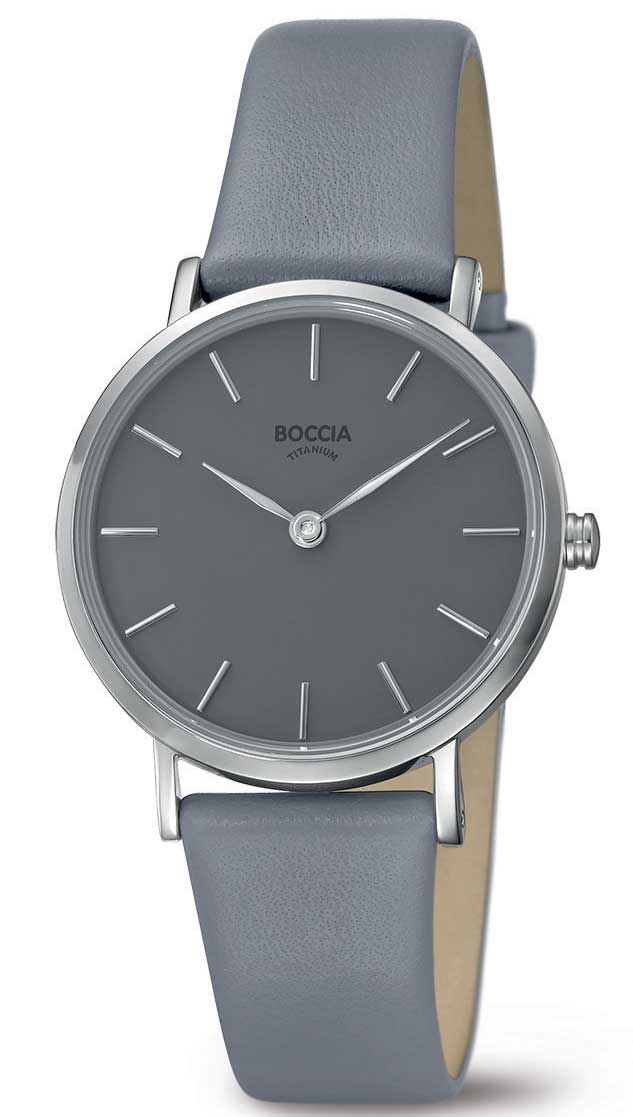 Boccia Titanium 3281-03 - Quartz - Silver - Damklocka - Läder - Härdat mineralglas