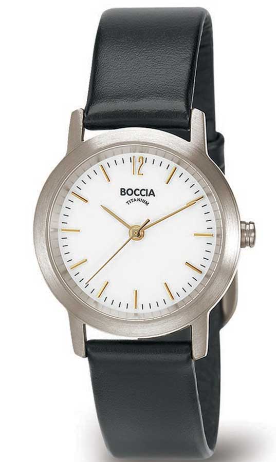 Boccia Titanium 3291-02 - Quartz - Silver - Damklocka - Läder - Härdat mineralglas