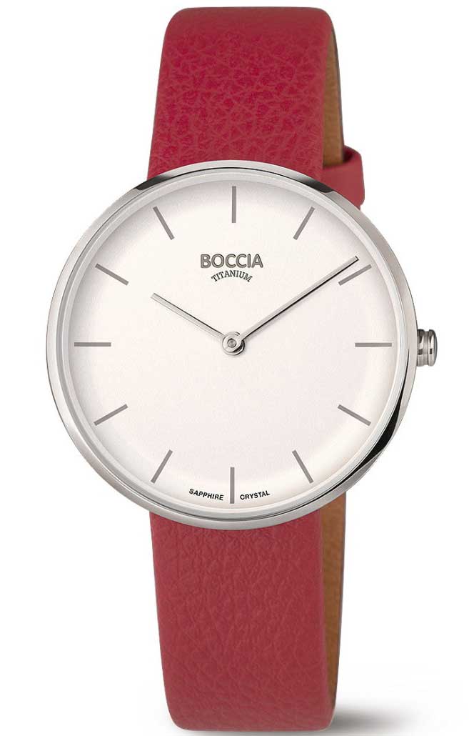 Boccia Titanium 3327-01 - Quartz - Silver - Damklocka - Läder - Safir