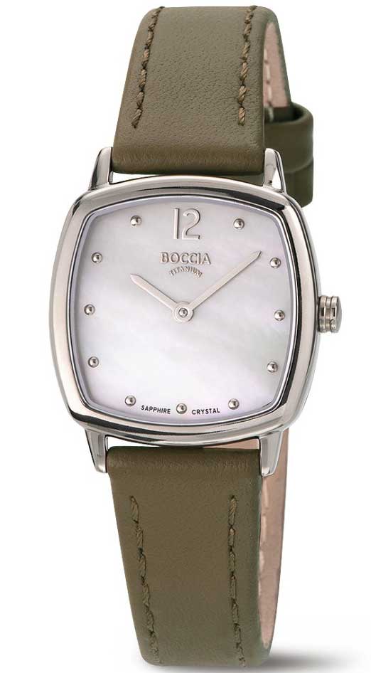 Boccia Titanium 3343-01 - Quartz - Silver - Damklocka - Läder - Safir
