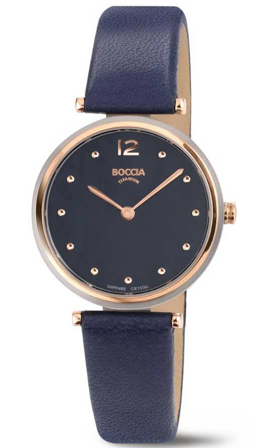 Boccia Titanium 3349-02 - Quartz - Guld - Damklocka - Läder - Safir
