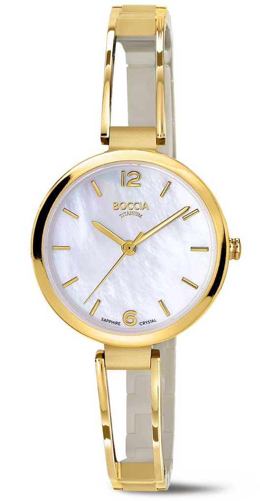 Boccia Titanium 3354-02 - Quartz - Guld - Damklocka - Titan - Safir