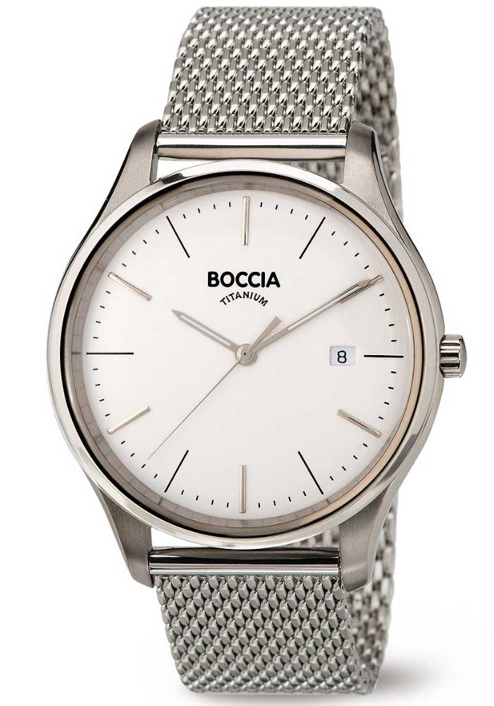 Boccia Titanium 3587-03 - Quartz - Silver - Herrklocka - Mesh - Härdat mineralglas