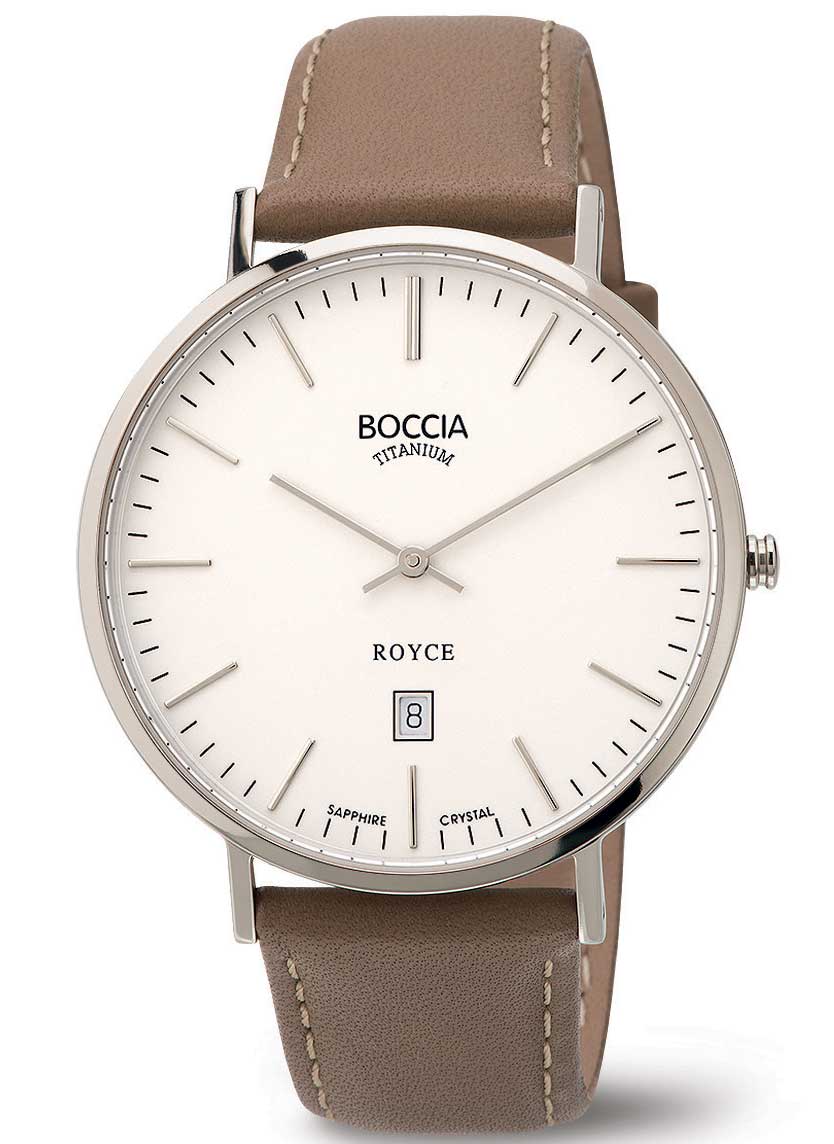 Boccia Titanium 3589-01 - Quartz - Silver - Herrklocka - Läder - Härdat mineralglas