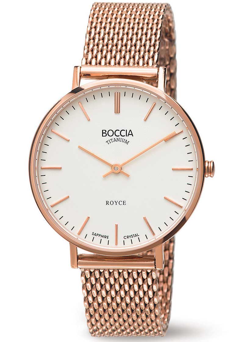 Boccia Titanium 3590-09 - Quartz - Rött guld - Damklocka - Mesh - Safir