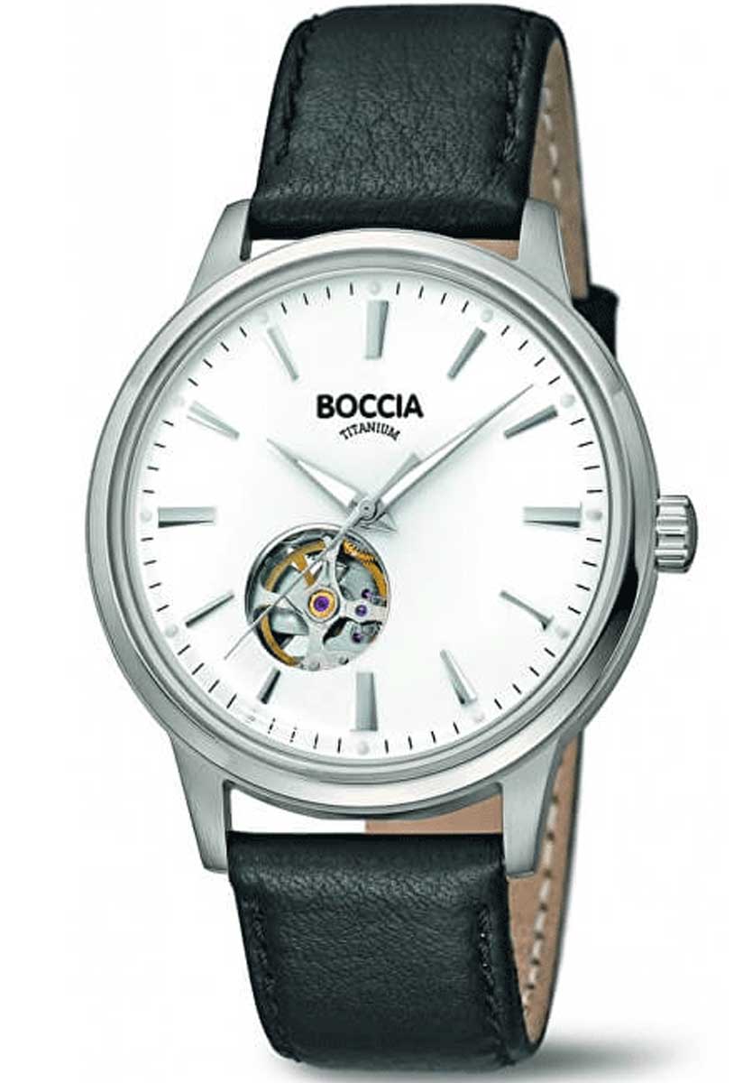 Boccia Titanium 3613-02 - Automatisk - Silver - Herrklocka - Läder - Härdat mineralglas
