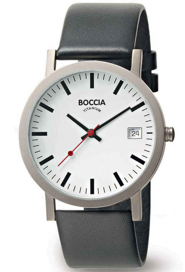 Boccia Titanium 3622-01 - Quartz - Silver - Unisex - Läder - Härdat mineralglas
