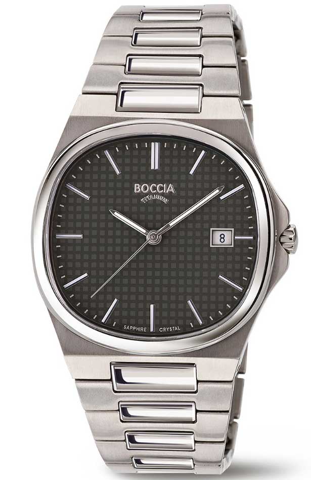 Boccia Titanium 3657-04 - Quartz - Silver - Unisex - Rostfri stål - Safir