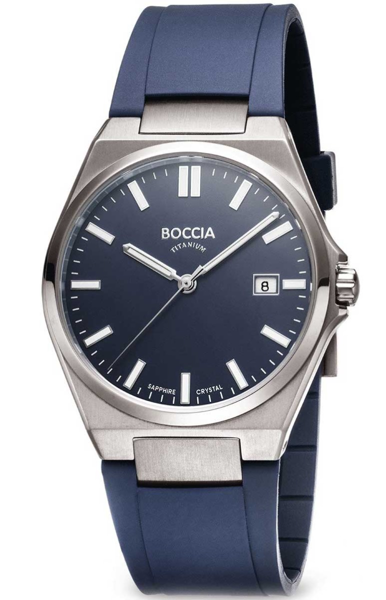 Boccia Titanium 3667-01 - Quartz - Silver - Herrklocka - Silikon - Safir