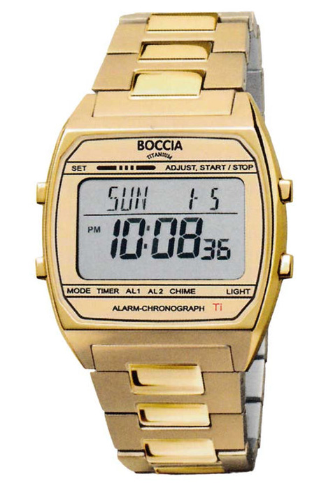 Boccia Titanium Sports 3738-08 - Digitalt - Guld - Unisex - Titan - Härdat mineralglas