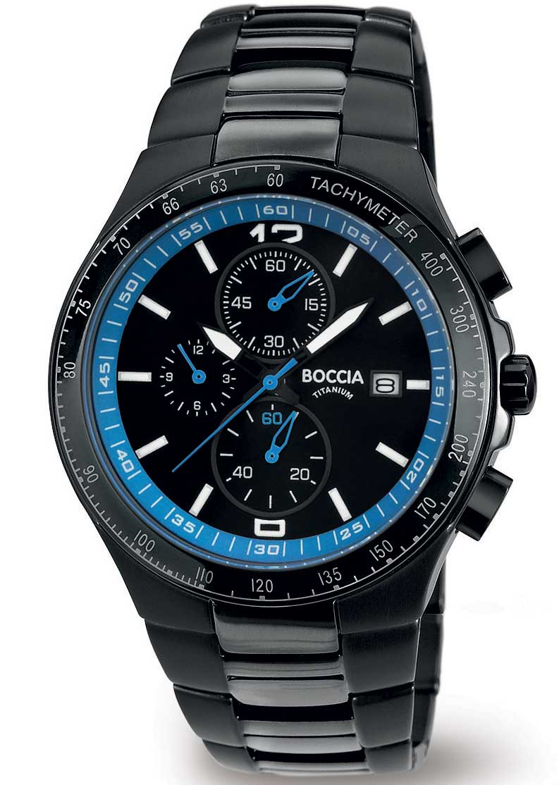 Boccia Titanium 3773-05 - Quartz - Svart - Herrklocka - Titan - Härdat mineralglas