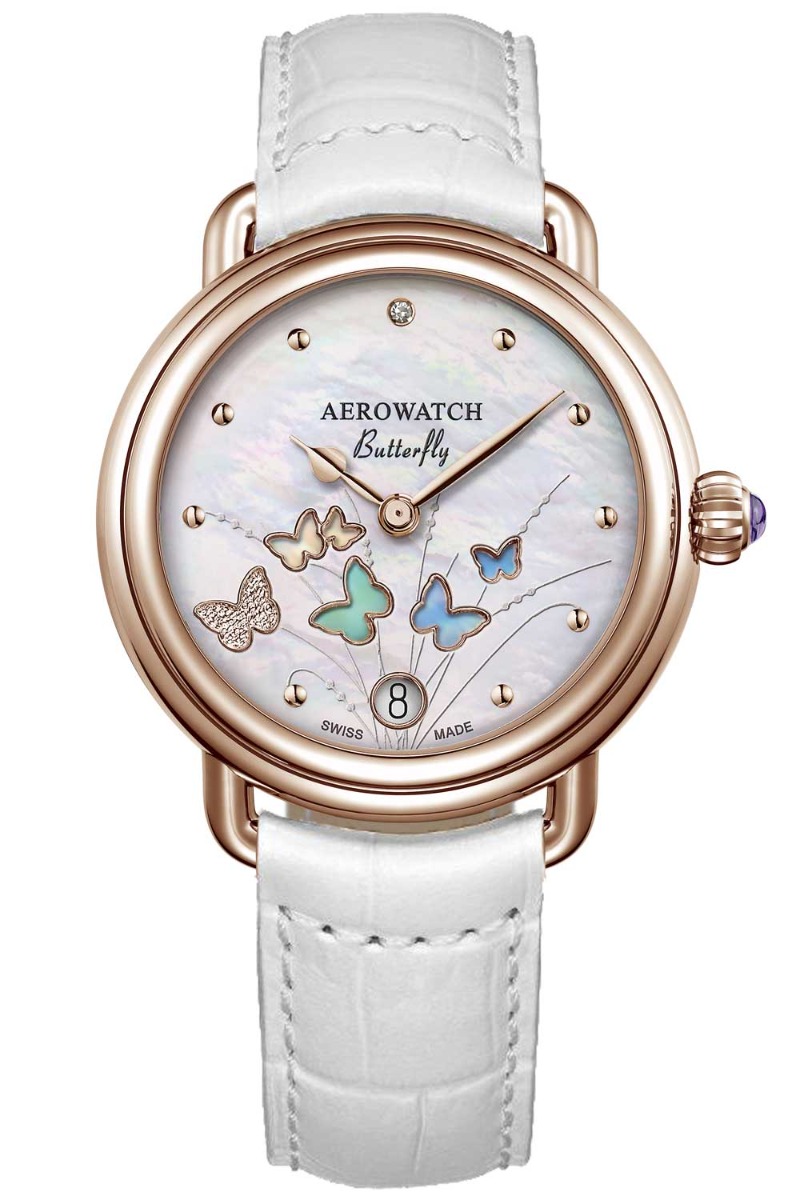 Aerowatch 1942 Butterfly A 44960 RO05 - Quartz - Rött guld - Damklocka - Läder - Safir