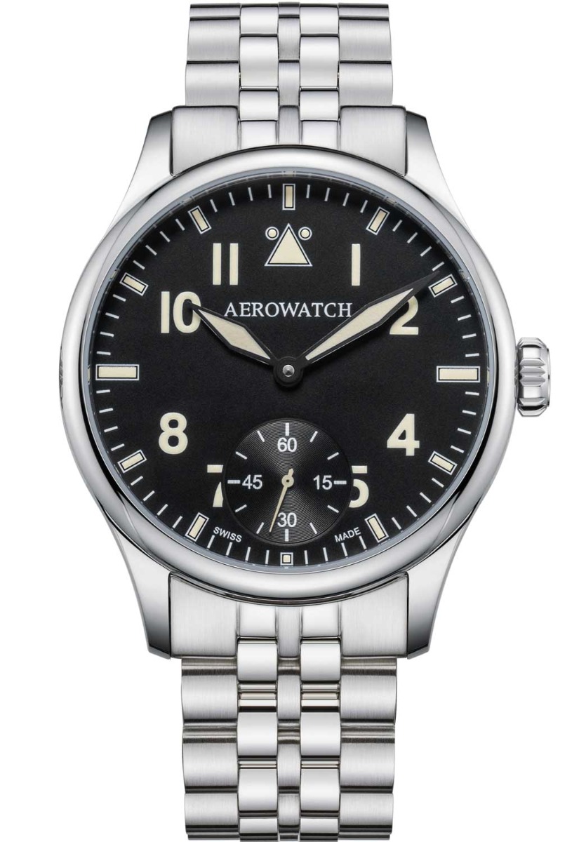 Aerowatch Renaissance Big Mechanical Pilot A 55981 AA02 M - Mechanical Automatic (hand-wound) - Silver - Herrklocka - Rostfri stål - Safir