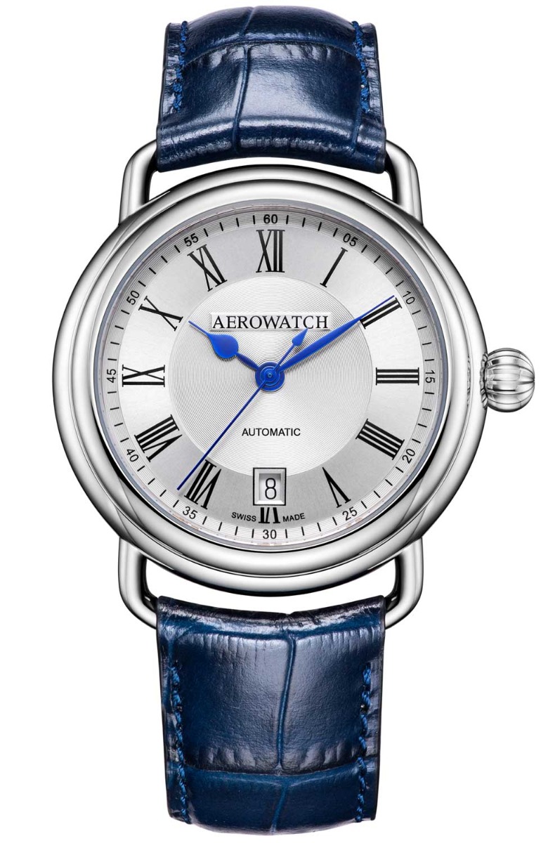 Aerowatch 1942 Automatic A 60900 AA26 - Automatisk - Silver - Herrklocka - Läder - Safir