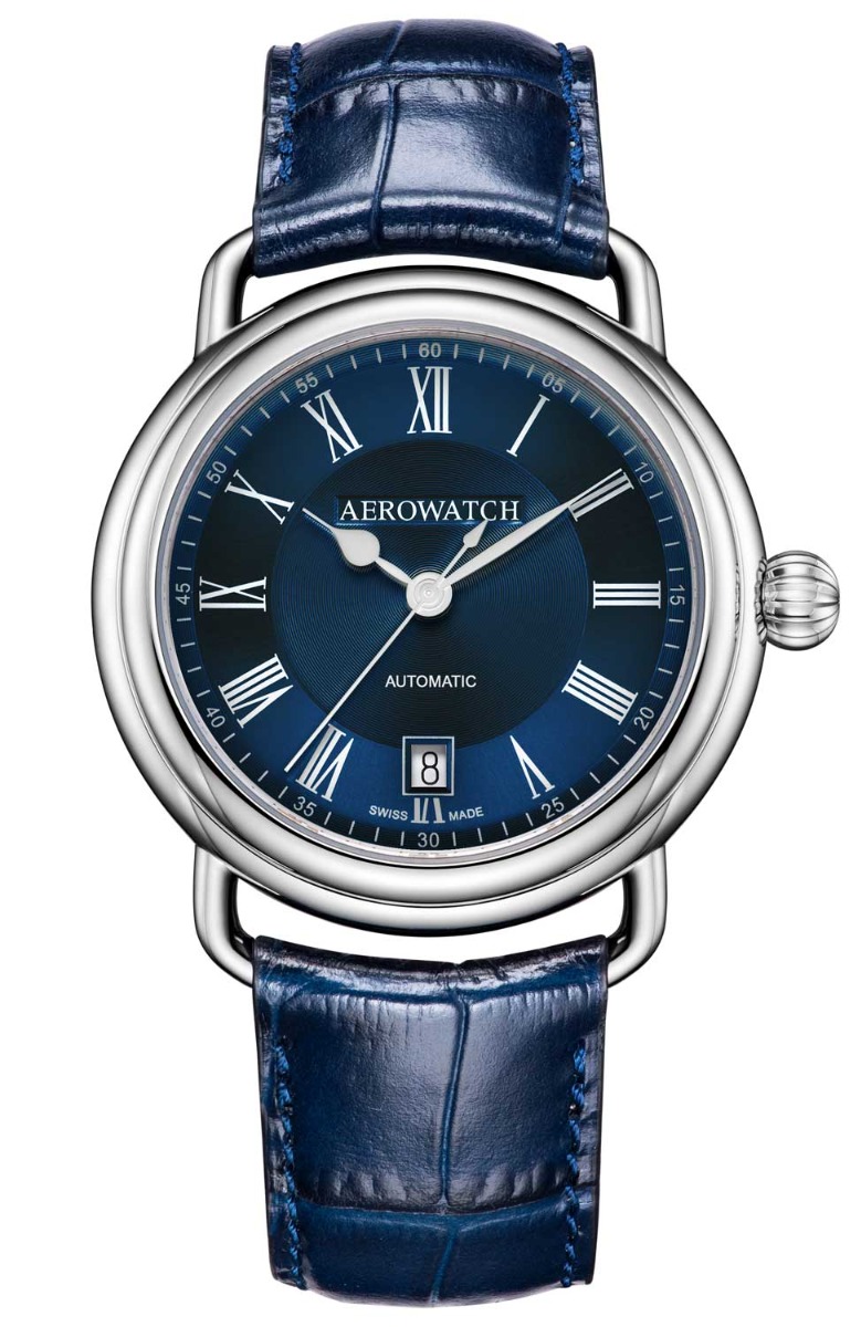 Aerowatch 1942 Automatic A 60900 AA29 - Automatisk - Silver - Herrklocka - Läder - Safir
