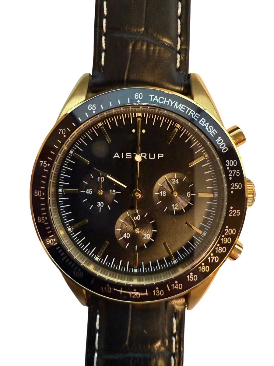 Aistrup Classic Sapphire Chronograph AIW8701 Outlet (Returned/Pre-owned) - Quartz - Guld - Herrklocka - Läder - Safir
