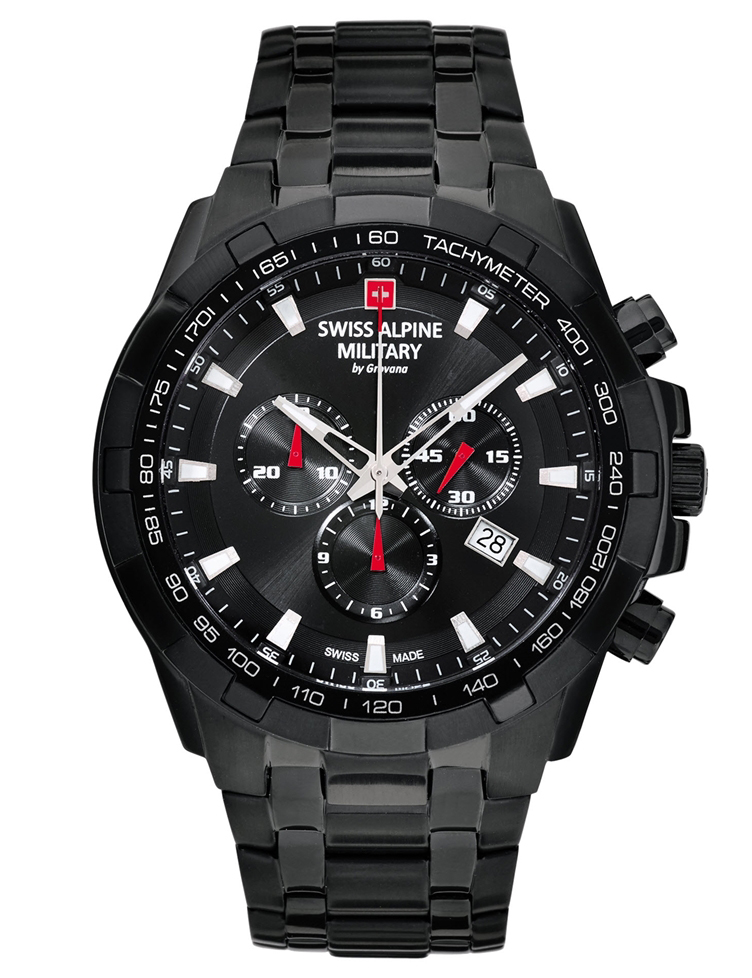 Swiss Alpine Military Star Fighter 7043.9177SAM - Quartz - Svart - Herrklocka - Rostfri stål - Safir