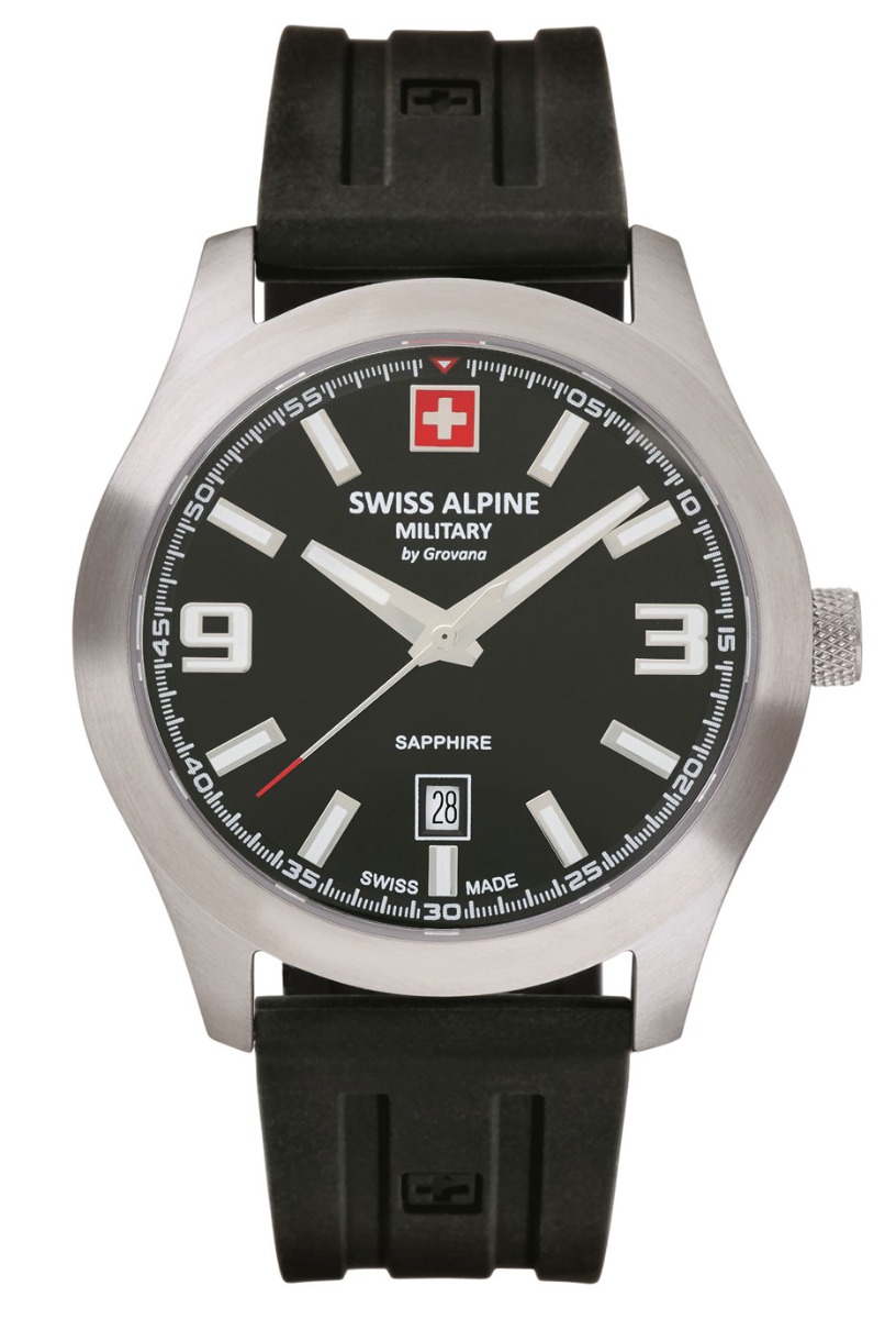 Swiss Alpine Military Combat Pro 7056.1837SAM - Quartz - Silver - Herrklocka - Silikon - Safir